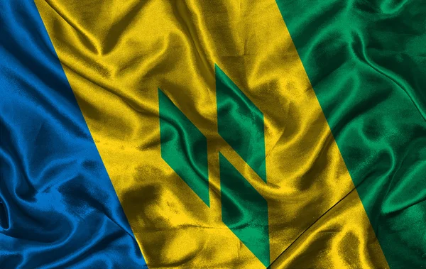 Silk Flag of Saint Vincent and the Grenadines — Stock Photo, Image