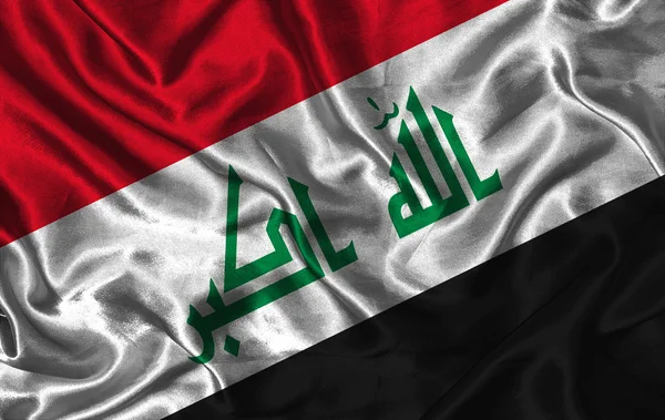 丝绸国旗的伊拉克 — 图库照片