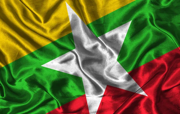 Bandera de seda de Myanmar — Foto de Stock