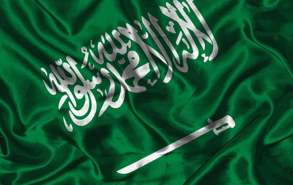 Hedvábné vlajka Saúdské Arábie — Stock fotografie