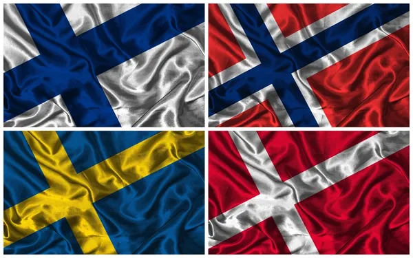 Silk Flags of Scandinavia — Stock Photo, Image