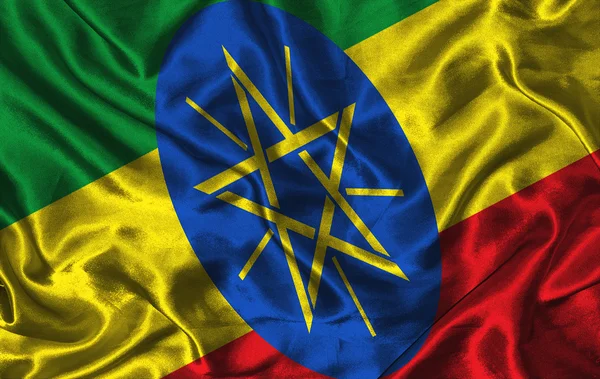 Hedvábné vlajka Etiopie — Stock fotografie