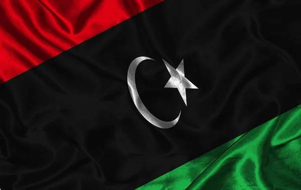 丝绸国旗的利比亚 — 图库照片