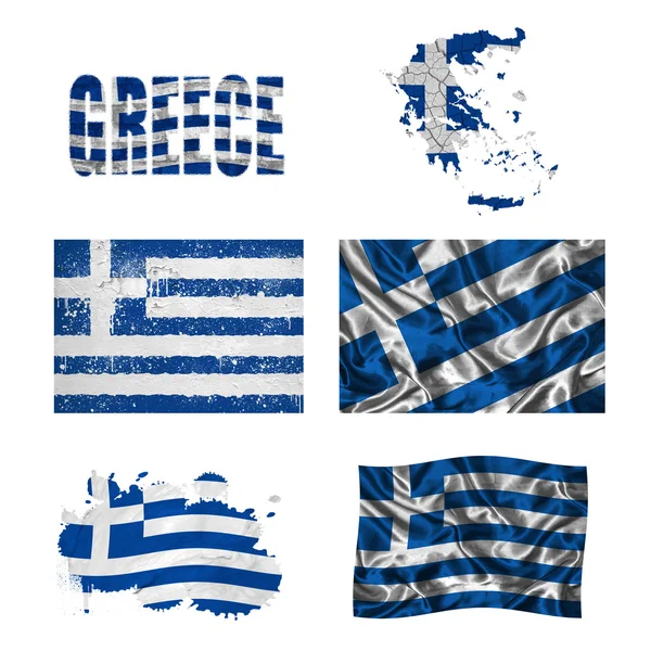 希腊国旗拼贴画 — 图库照片