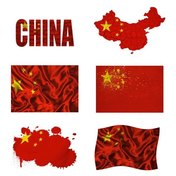 中国の旗のコラージュ — ストック写真
