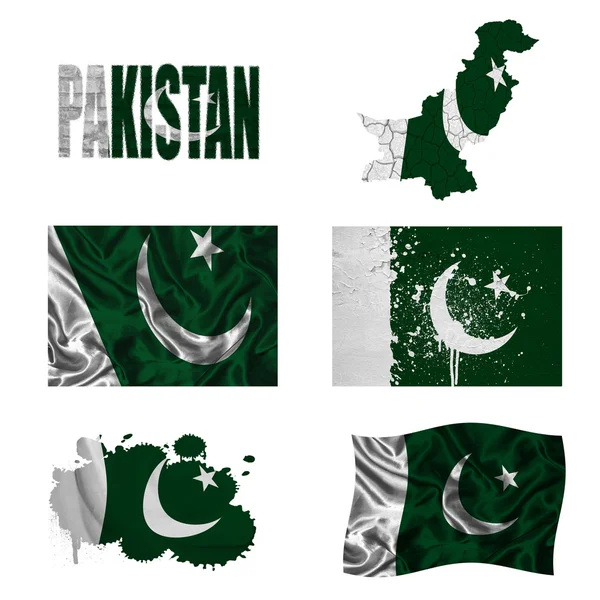パキスタンの旗のコラージュ — ストック写真