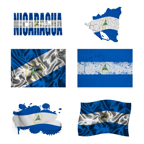 Nicaraguas flagga collage — Stockfoto