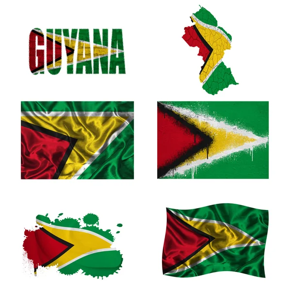 Flaga Gujany kolaż — Zdjęcie stockowe