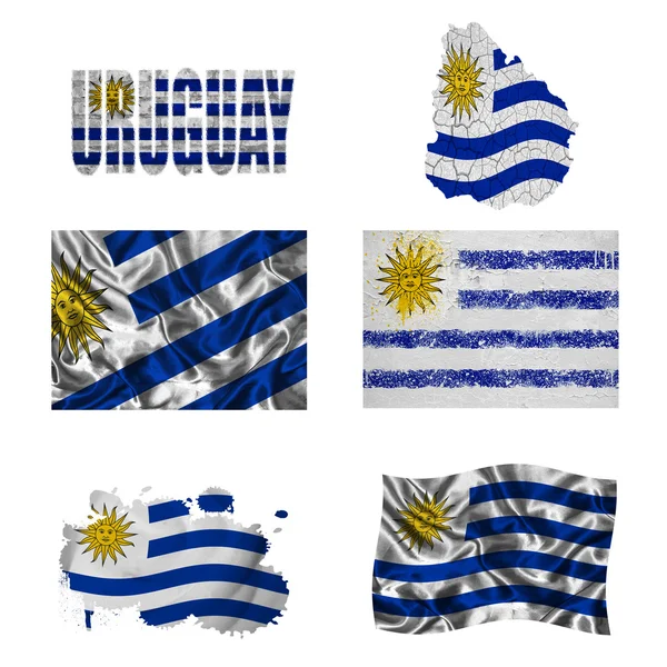 Uruguayi zászló kollázs — Stock Fotó