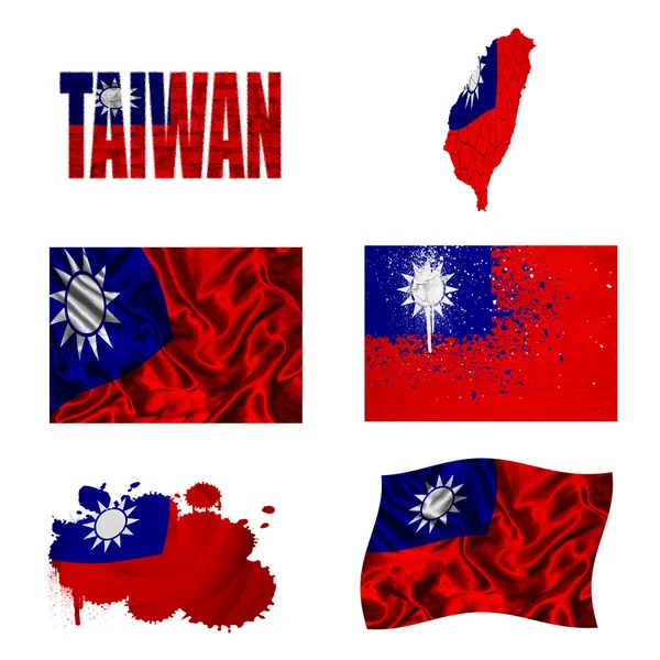 Tajvani lobogó kollázs — Stock Fotó