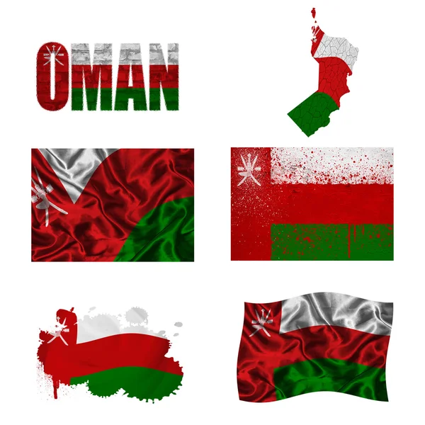 Omanska flagga collage — Stockfoto