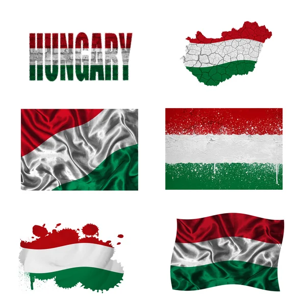 Collage ungarischer Flaggen — Stockfoto