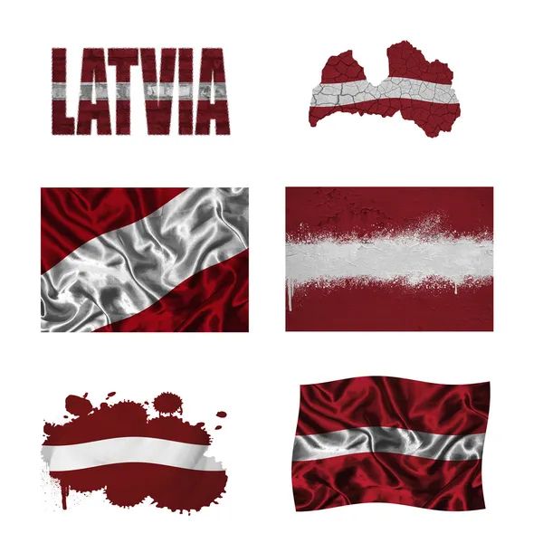 Lettiska flaggan collage — Stockfoto