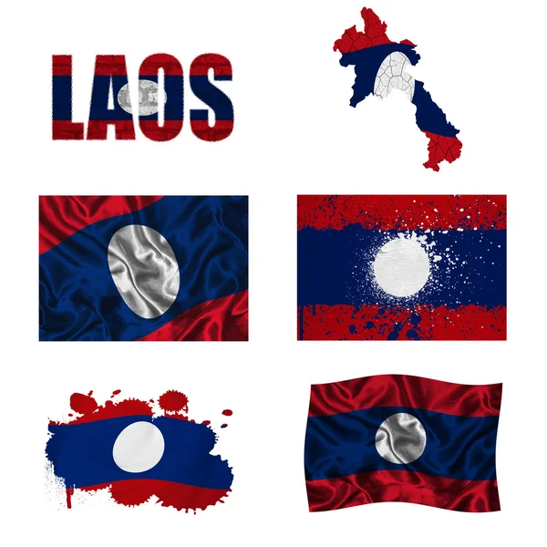Kolaż flaga Laosu — Zdjęcie stockowe