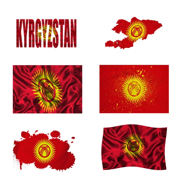 Flaga Kirgistanu kolaż — Zdjęcie stockowe