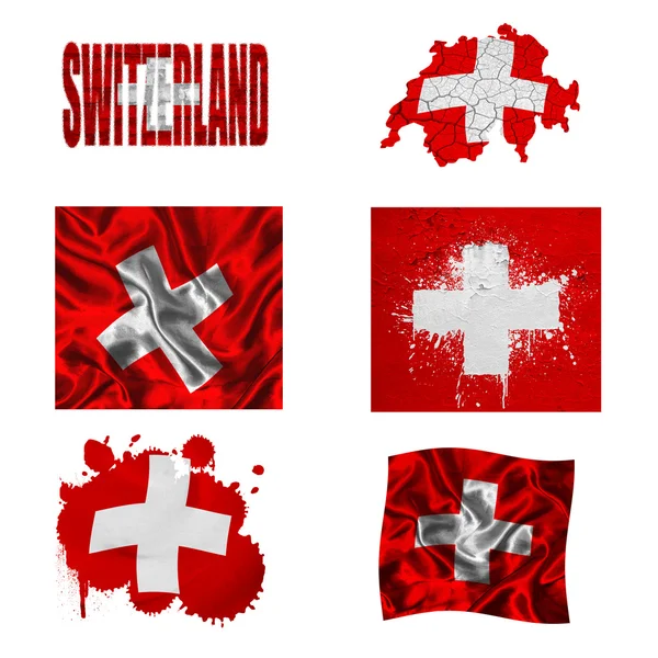 Schweizisk flagga collage — Stockfoto