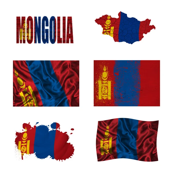 Mongolská vlajka koláž — Stock fotografie