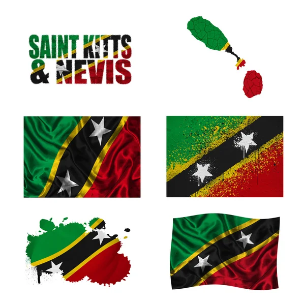 Saint Kitts and Nevis flag collage — Stock Photo, Image