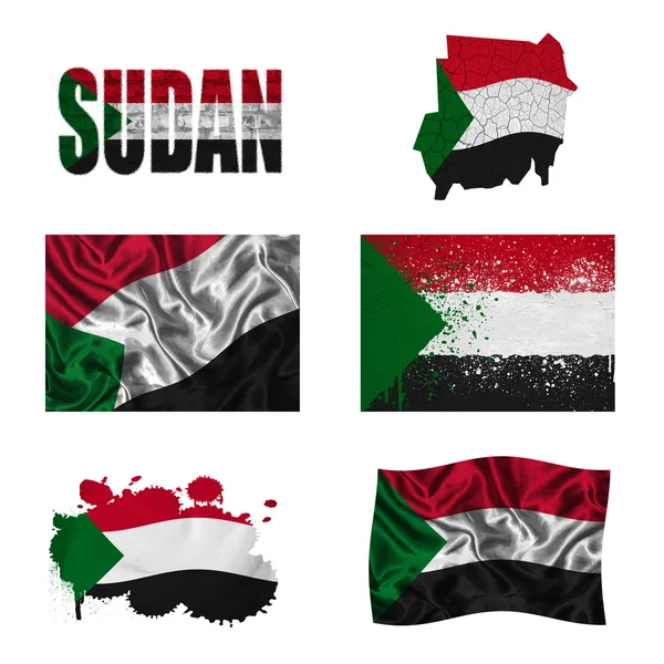 Sudan flagga collage — Stockfoto