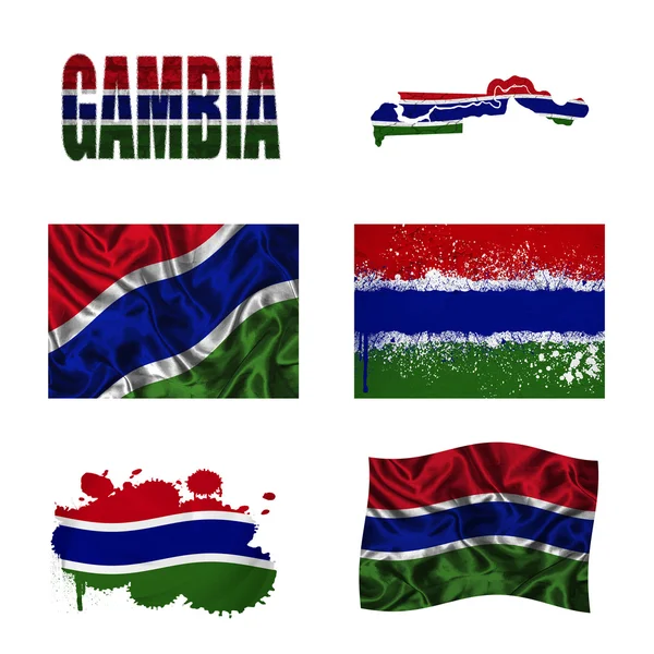 Gambijská vlajka koláž — Stock fotografie