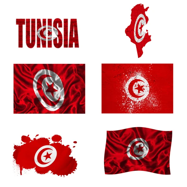 Collage tunesischer Flaggen — Stockfoto