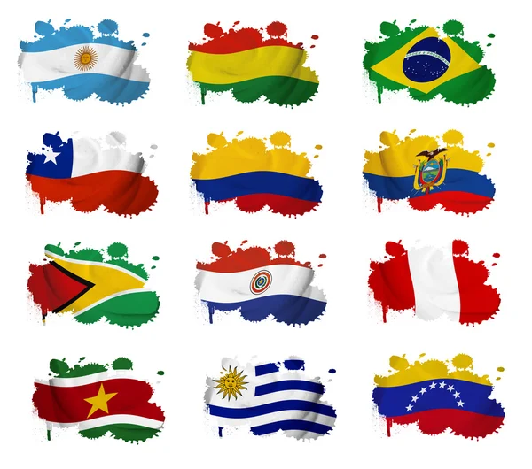 South America countries flag blots — Stock Photo, Image