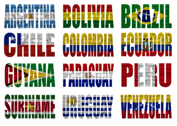 Zuid-Amerika landen markeren woorden — Stockfoto