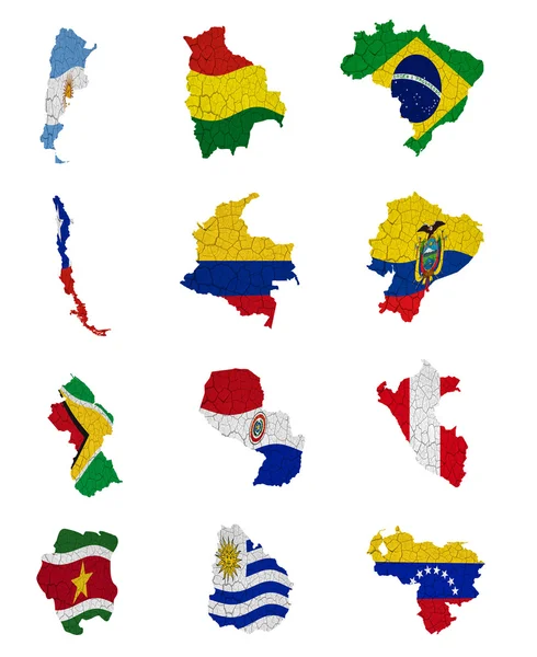 América del Sur países bandera mapas —  Fotos de Stock