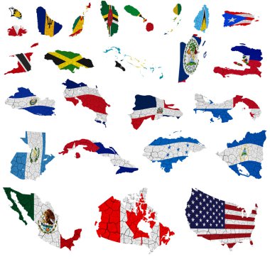 Kuzey Amerika ülkeleri haritalar bayrak