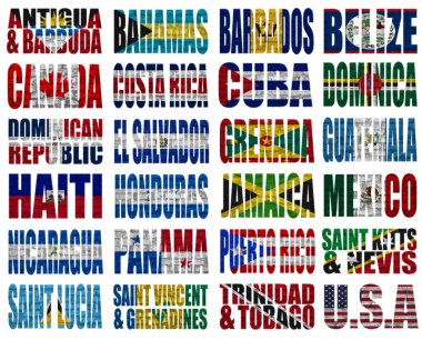 North America countries flag words