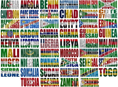 Africa countries flag words clipart