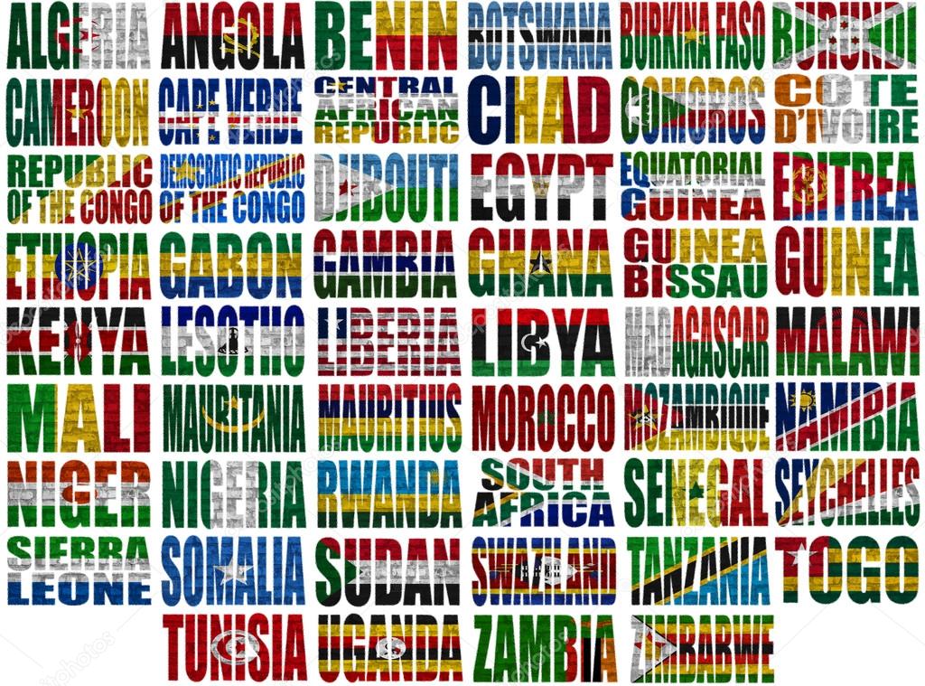 Africa countries flag words