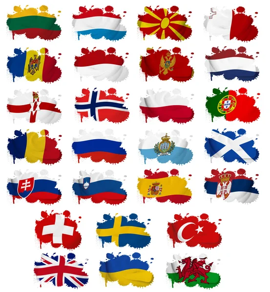 Flagi państw Europy plam część 2 — Zdjęcie stockowe