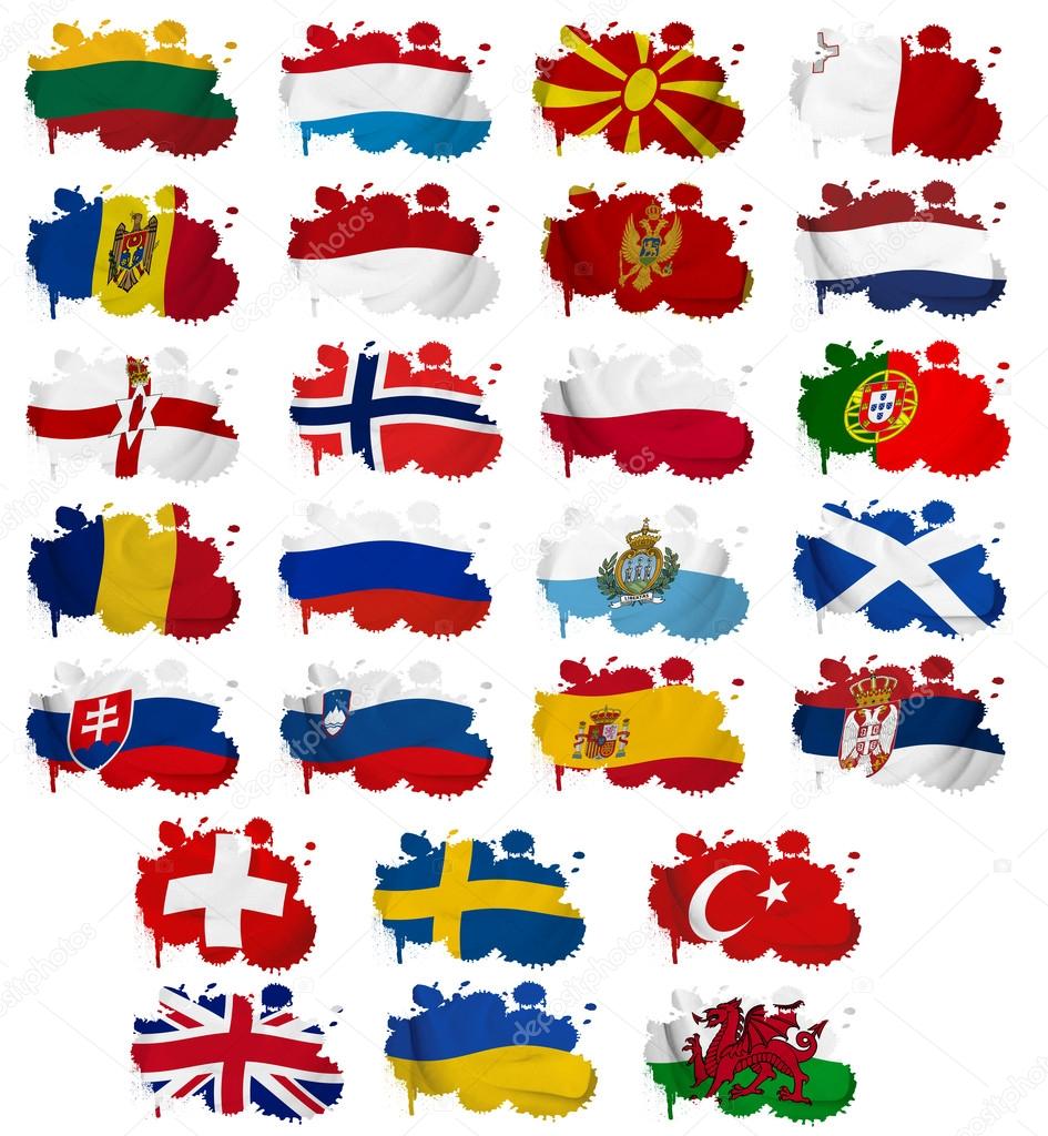 Europe countries flag blots Part 2