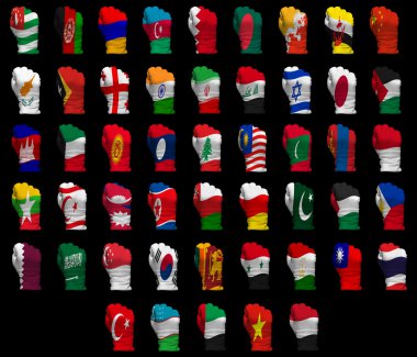 ulusal bayrak yumruklarını Asya