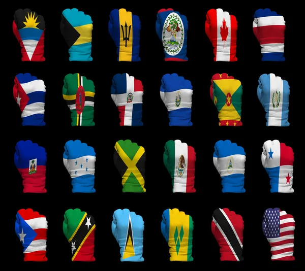 Nationalflaggen-Fäuste Nordamerikas — Stockfoto