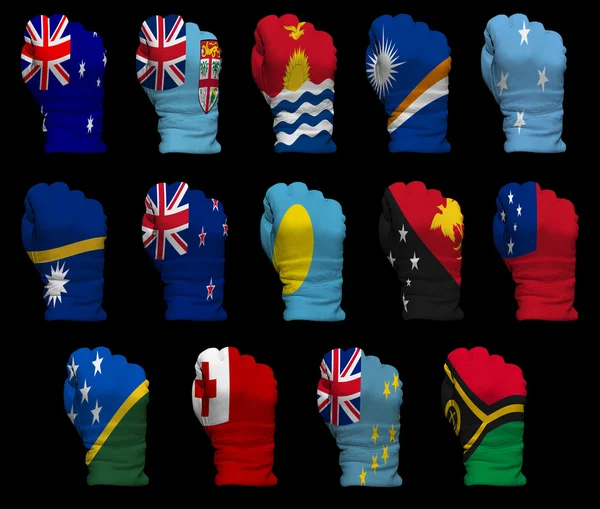 National flag fists of Oceania — Stock Photo, Image