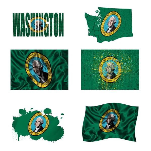 Collage bandiera Washington — Foto Stock