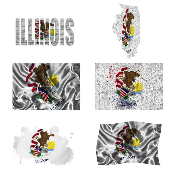 Illinois flagga collage — Stockfoto