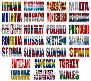 Europe countries flag words Part 2 clipart