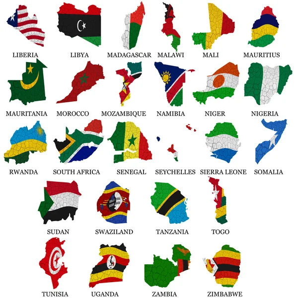 Afrikai országok lobogója térképek Part2 — Stock Fotó