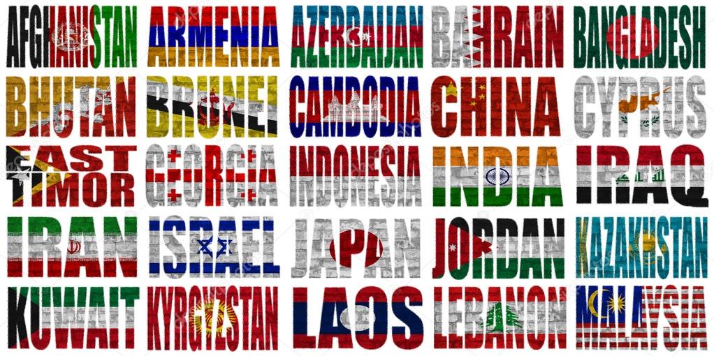 Asia countries flag words Part 1