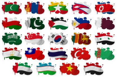 Asia countries flag blots Part 2 clipart