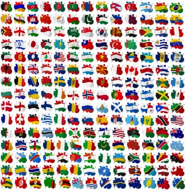 All World countries flag blots clipart