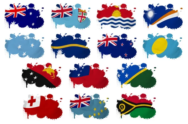 Oceania countries flag blots — Stock Photo, Image