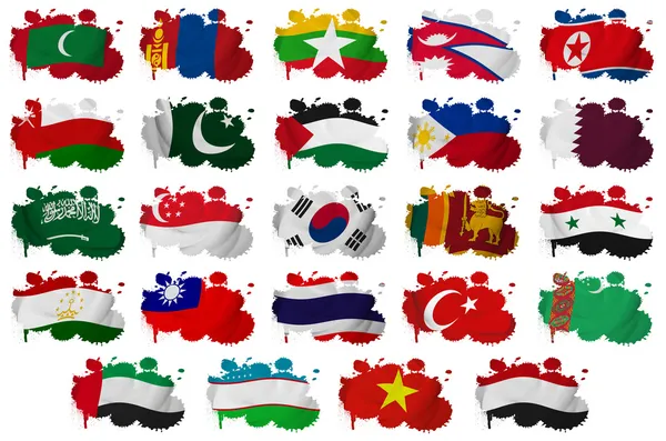 Ásia países bandeira blots Parte 2 — Fotografia de Stock