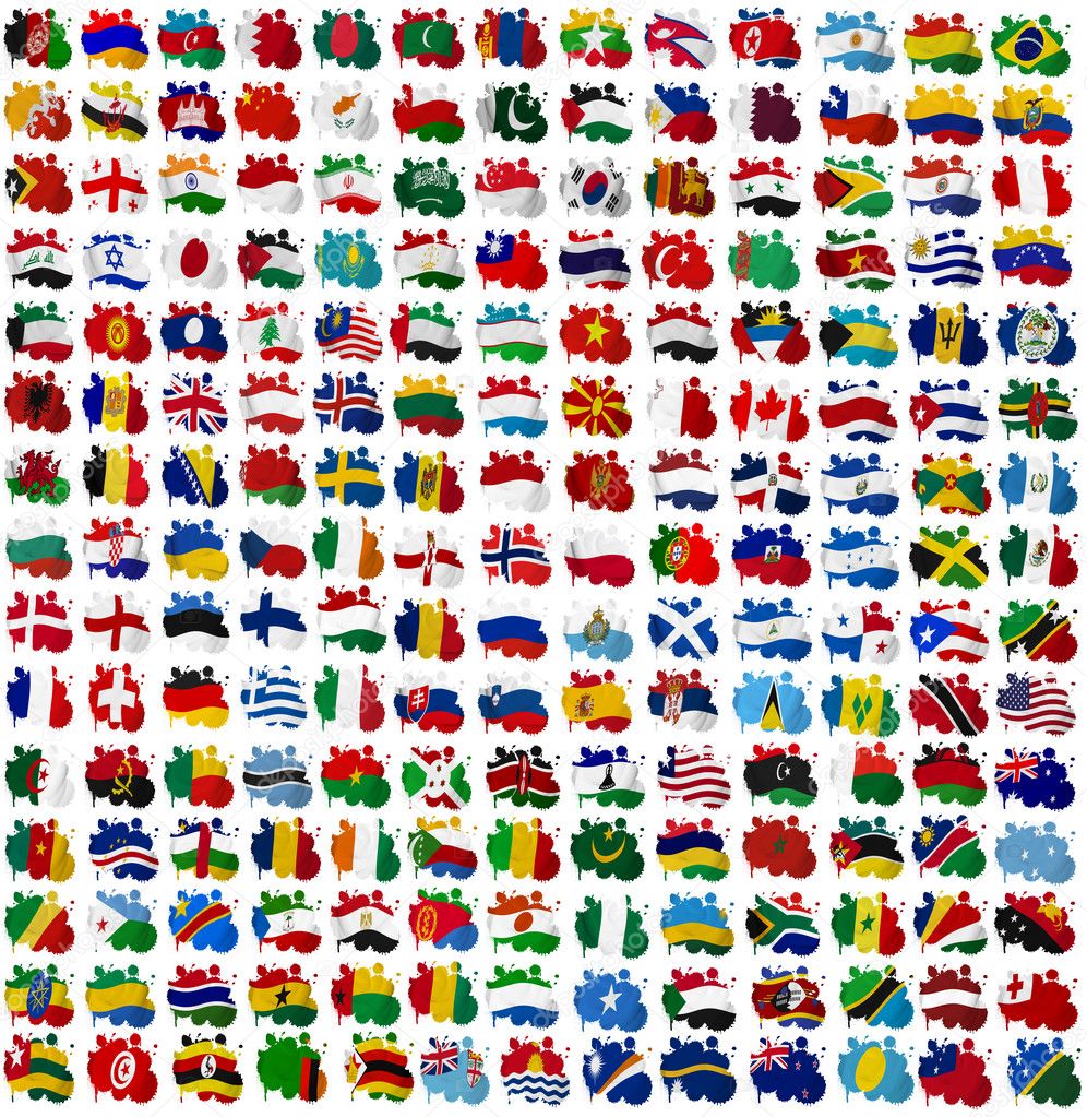 All World countries flag blots