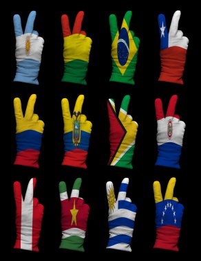 Güney Amerika, zafer işareti ülke bayrakları