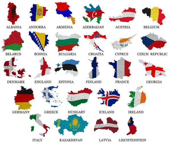 Europa países Bandeira mapas Parte 1 — Fotografia de Stock