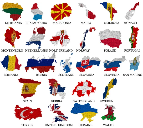 Europe countries flag maps Part 2 — Stock Photo, Image